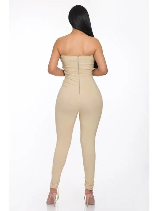 Stretch Woven Lace-Up Jumpsuit