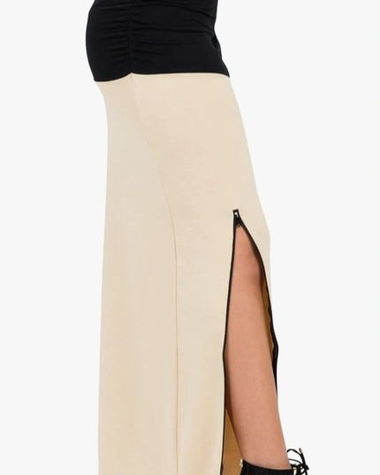 Champagne Black Zip Up Skirt