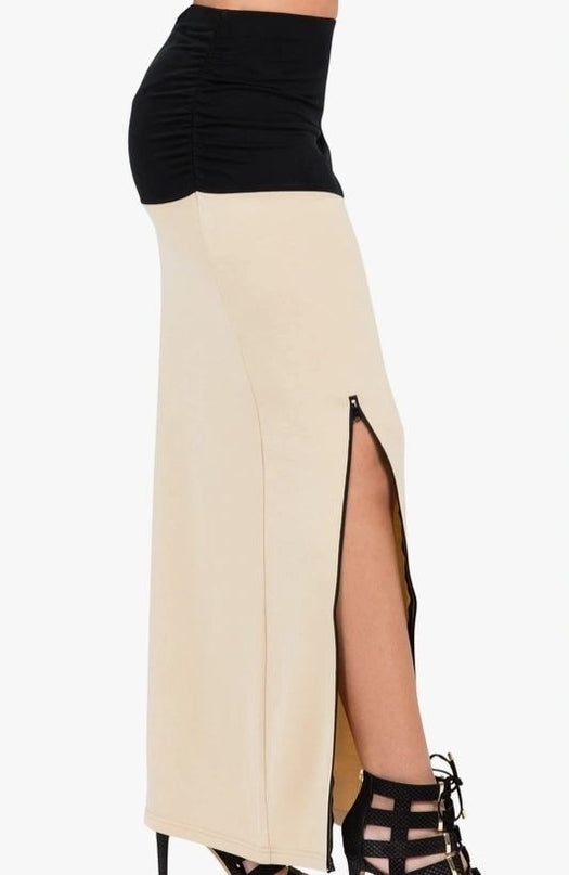 Champagne Black Zip Up Skirt